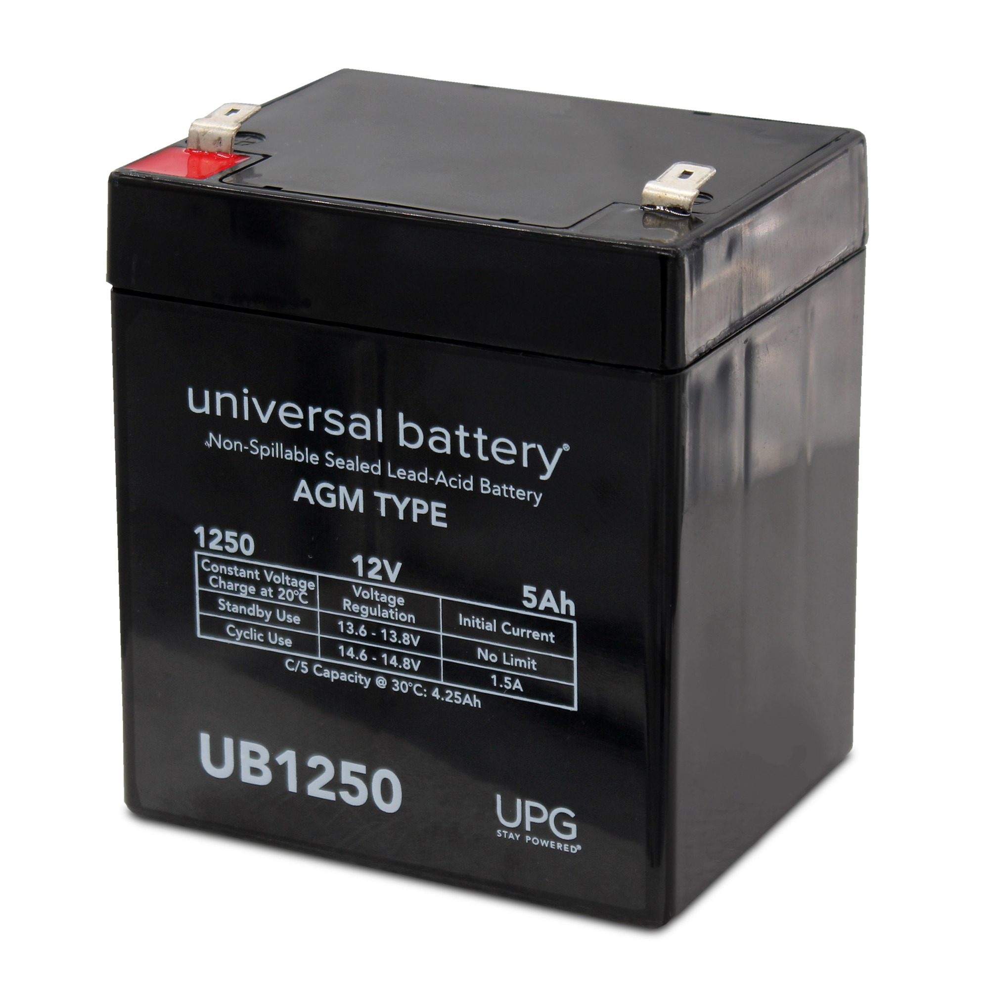UPG Universal Sealed Lead-Acid Battery, AGM-type, 12V, 5 Amps, Model# UB1250